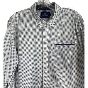 Scotch & Soda Amsterdam Sz XL Men's Shirt White/Blue Circle Print Button Up Down